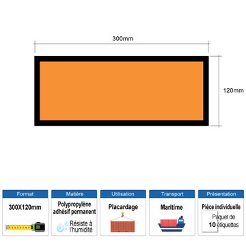 Panneau orange-PP-300X120MM-VIERGE-PQT10EX.