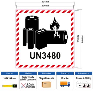 Étiquette Lithium-CB-100X100MM-3480