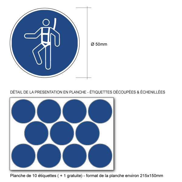 Pictogramme HARNAIS DE SÉCURITÉ OBLIGATOIRE - M018 - ISO 7010