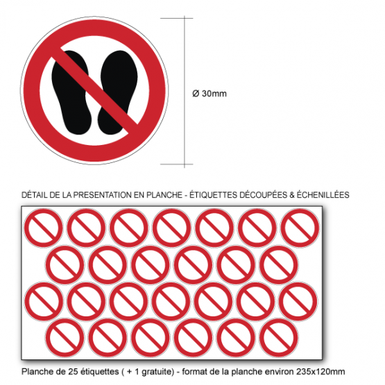 autocollant interdiction de marcher ou stationner a cet endroit pictogramme  norme iso 7010 - ref 050221 - Stickers Autocollants personnalisés