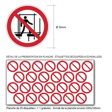 Pictogramme INTERDICTION D'UTILISER UN ÉCHAFAUDAGE INCOMPLET  - P025 - ISO 7010