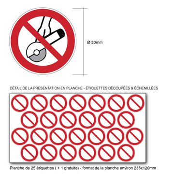 Pictogramme INTERDICTION D'UTILISER AVEC UNE MEULEUSE PORTATIVE - P034 - ISO 7010
