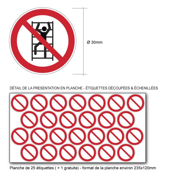 Pictogramme INTERDICTION DE MONTER À L'ÉCHELLE - P009 - ISO 7010