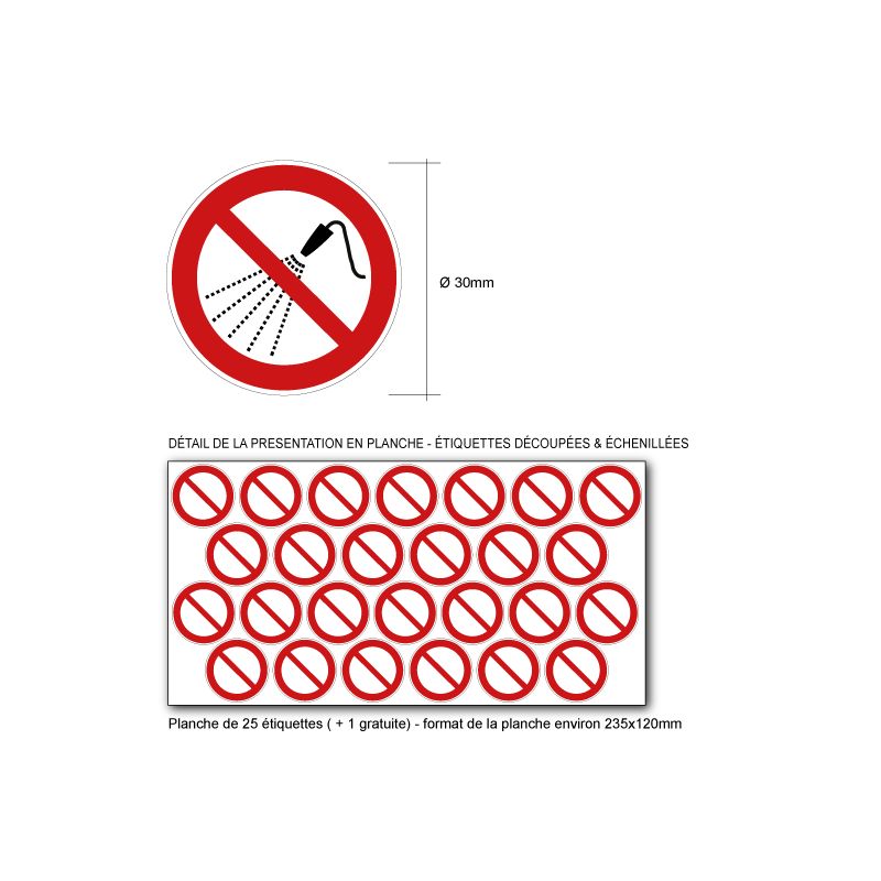Pictogramme INTERDICTION D'ASPERGER AVEC DE L'EAU - P016 - ISO 7010