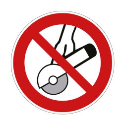 Pictogramme INTERDICTION D'UTILISER AVEC UNE MEULEUSE PORTATIVE - P034 - ISO 7010