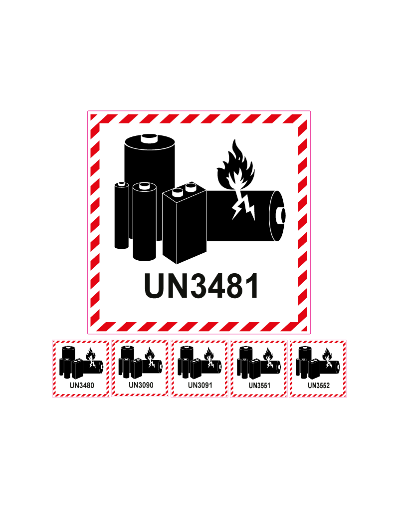 Etiquette lithium UN3480 UN3481 UN3090 UN3091 UN3551 UN3552