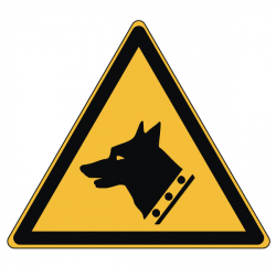 Pictogramme DANGER CHIEN DE GARDE - W013 - Norme ISO 7010 - Base 25mm en planche