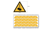 Pictogramme DANGER CHARGES SUSPENDUES - W015 - Norme ISO 7010 - Base 25mm en planche