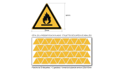 Pictogramme DANGER MATIÈRES INFLAMMABLES - W021 - Norme ISO 7010 - Base 25mm en planche
