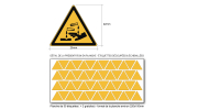 Pictogramme DANGER SUBSTANCES CORROSIVES - W023 - ISO 7010 - Base 25mm en planche