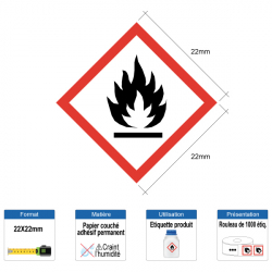 Étiquette CLP Matière Solide Inflammable