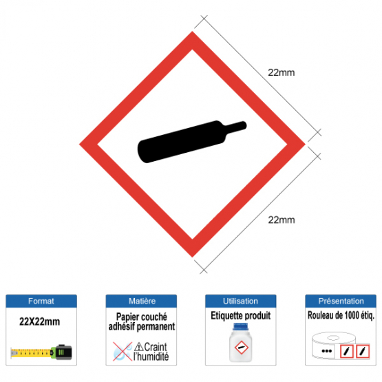 Étiquette CLP Matière Gazeuse sous pression
